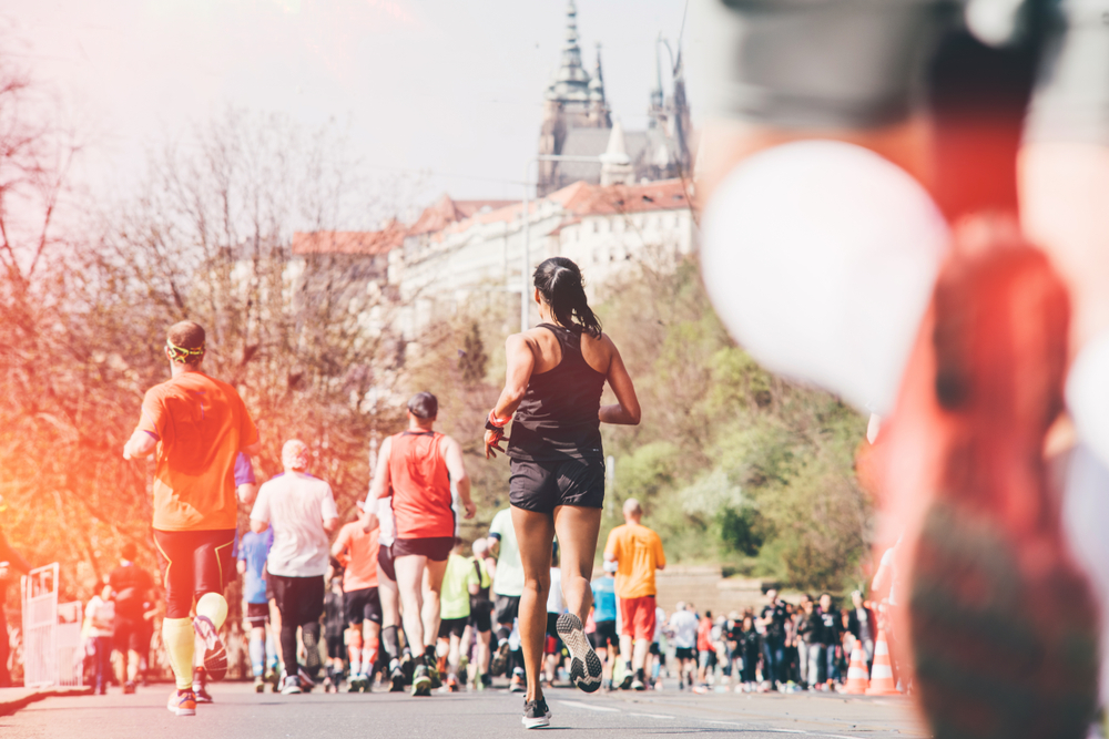 Marathon,Runners,In,The,Prague.,Multiracial,Runners,In,The,Sity Marathon Europe