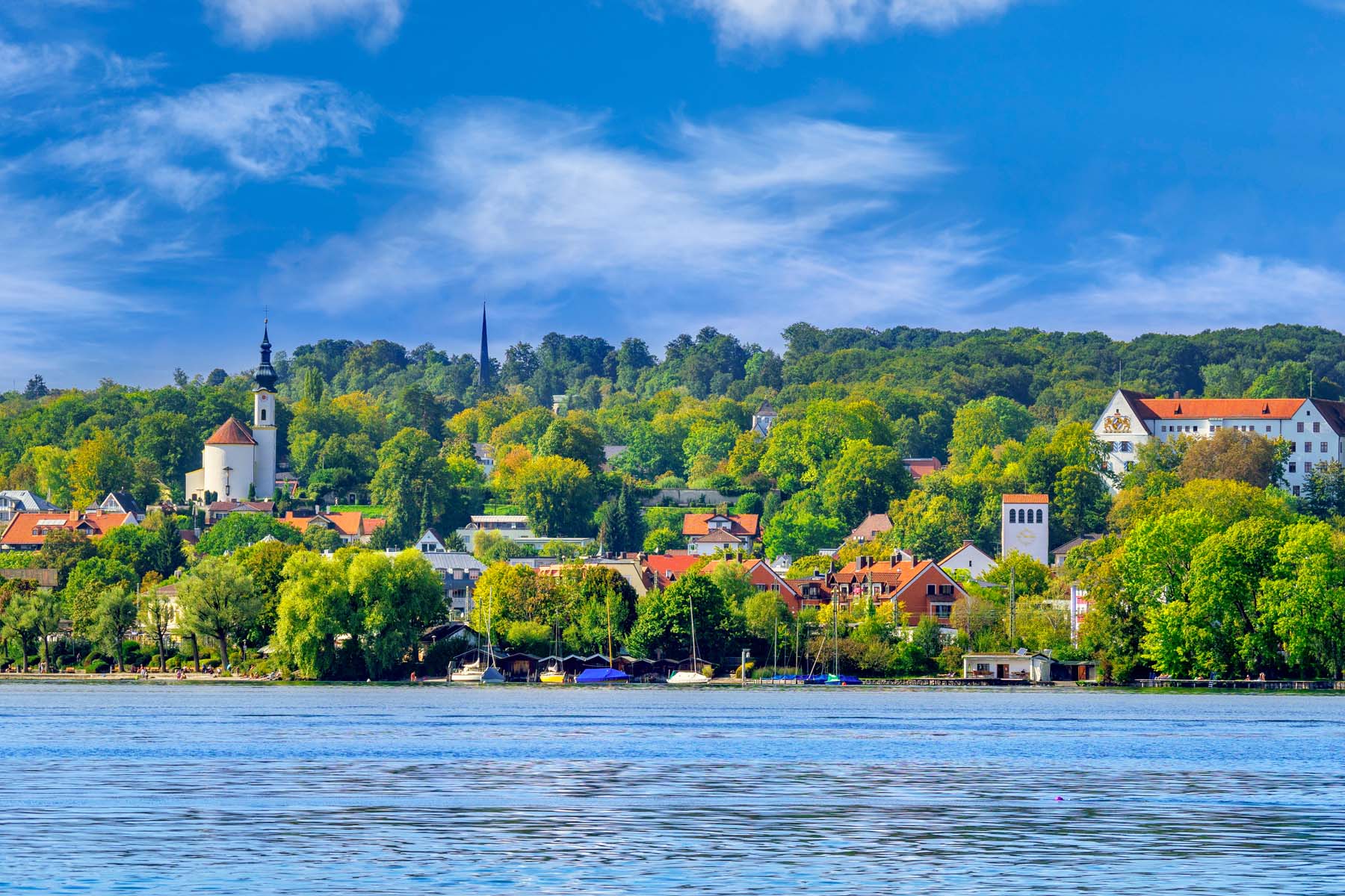 View of Starnberg on Lake Starnberg, Upper Bavaria, Bavaria, Germany, Europe