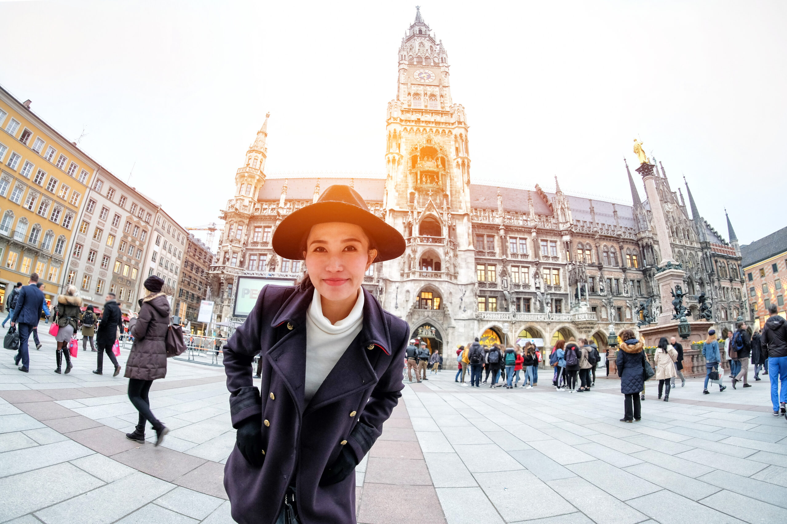 Young,Woman,Tourists,Selfie,With,Mobile,Phone,Near,The,Marienplatz Winter Sale